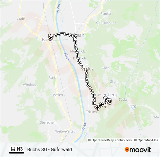 N3 Bus Line Map