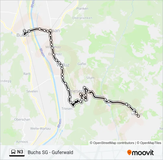 N3 Bus Line Map