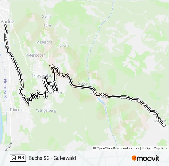 N3 Bus Line Map