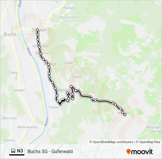 N3 Bus Line Map