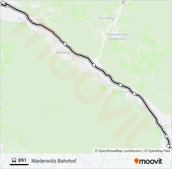 891 Bus Line Map