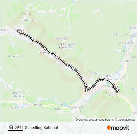 891 Bus Line Map