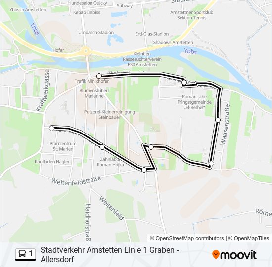 Buslinie 1 Karte