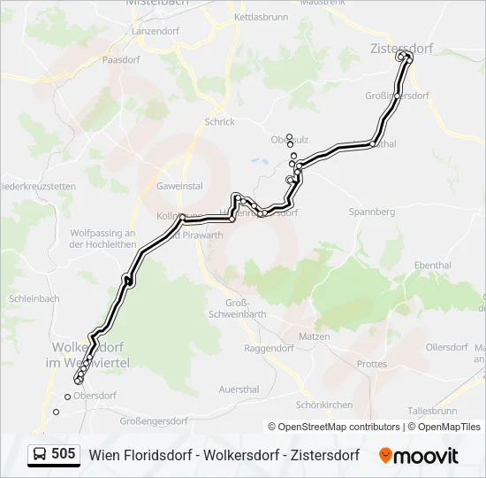 505 Bus Line Map