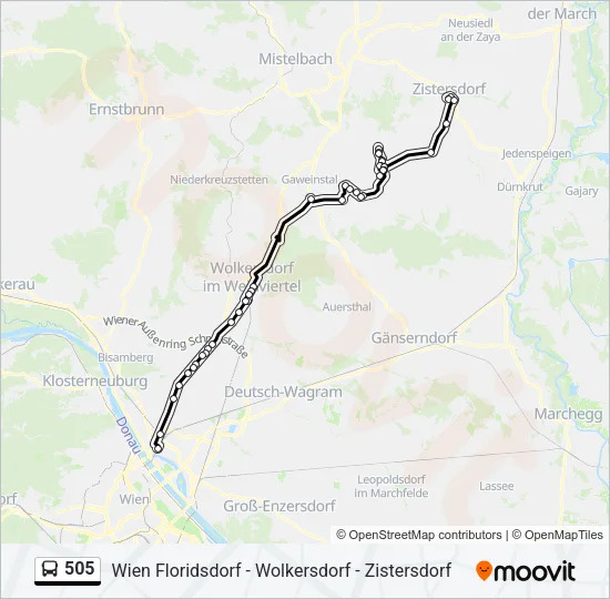 505 Bus Line Map