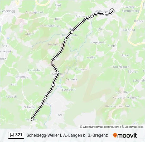821 Bus Line Map