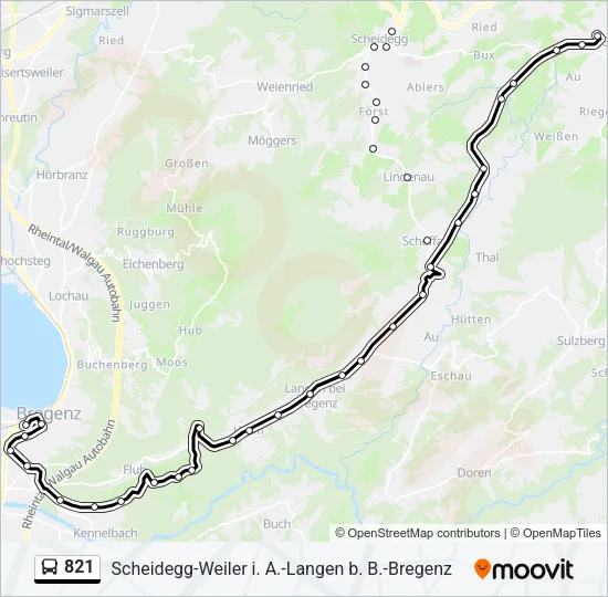 821 Bus Line Map