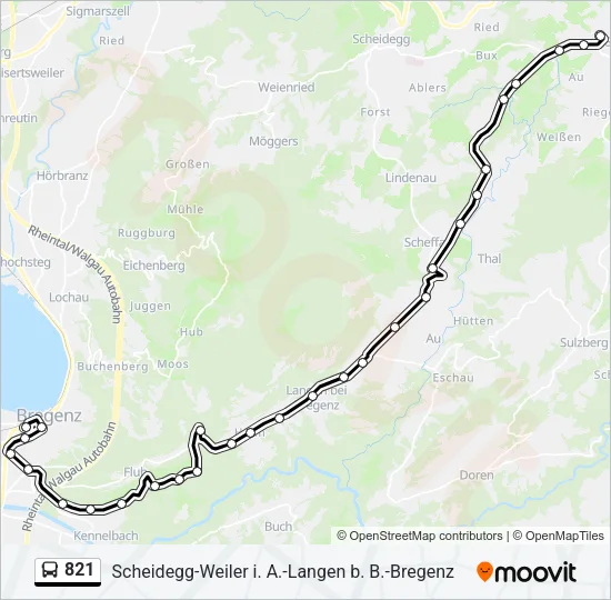 821 Bus Line Map