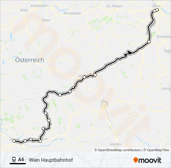 Bahnlinie A6 Karte