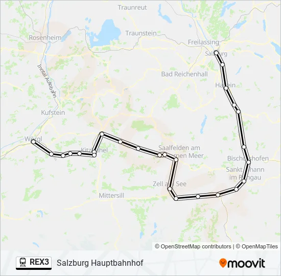 REX3 Train Line Map