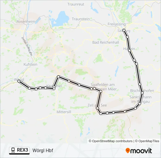 REX3 Train Line Map
