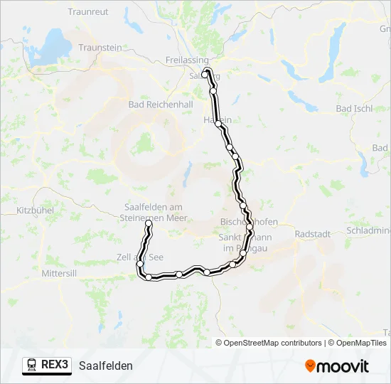 REX3 Train Line Map