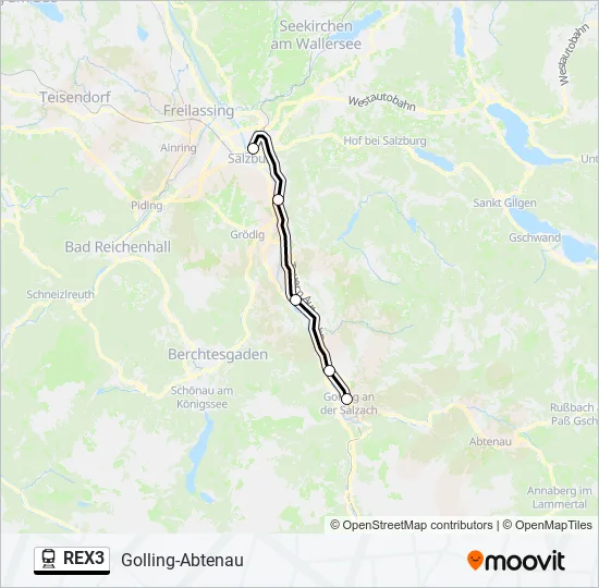 REX3 Train Line Map