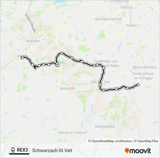 REX3 Train Line Map