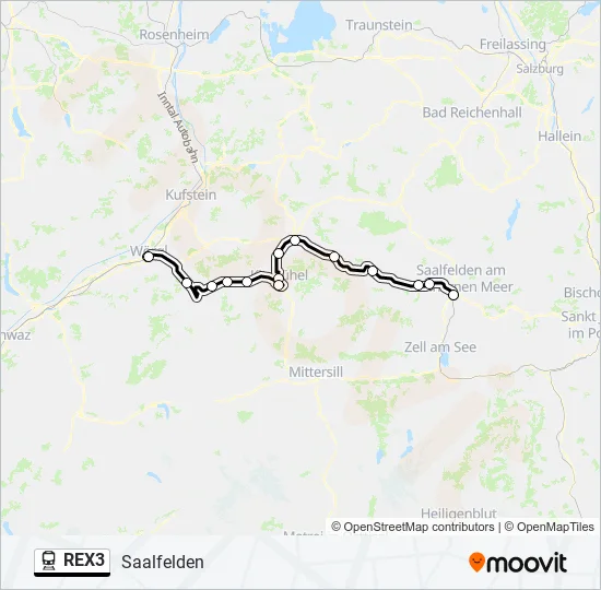 REX3 Train Line Map