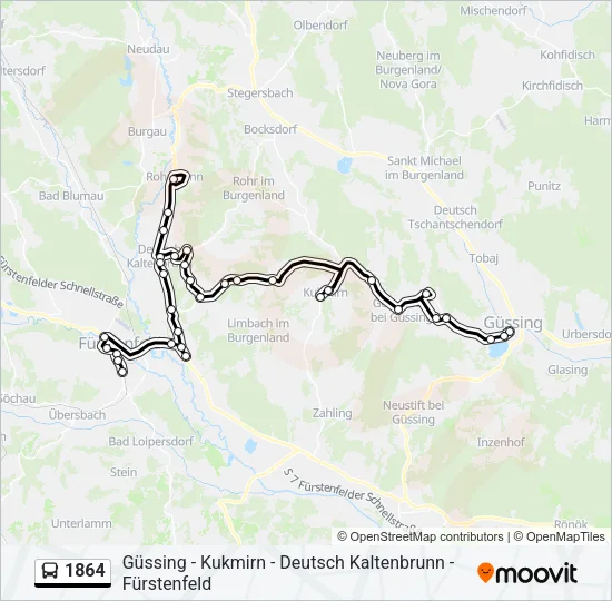 1864 Bus Line Map