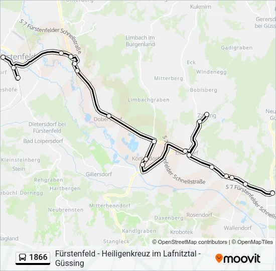 1866 Bus Line Map