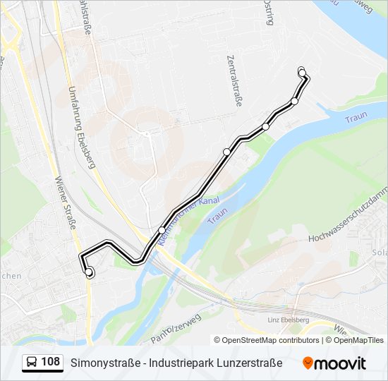 108 Route: Fahrpläne, Haltestellen & Karten - Linz/Donau, Lunzerstraße ...