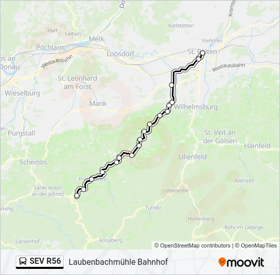 SEV R56 Bus Line Map