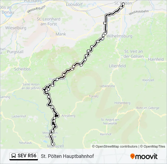 SEV R56 Bus Line Map