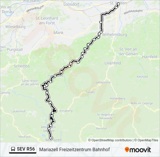 SEV R56 Bus Line Map