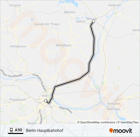 Bahnlinie A90 Karte