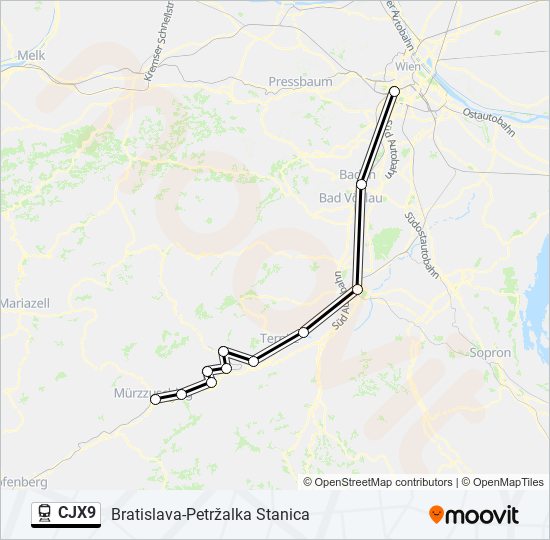 CJX9 train Line Map