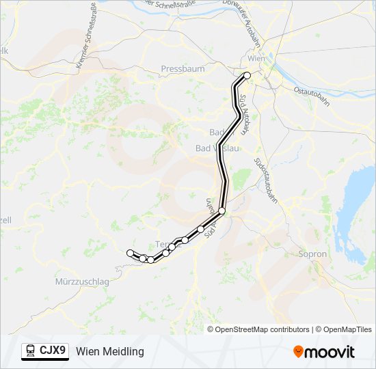 CJX9 train Line Map