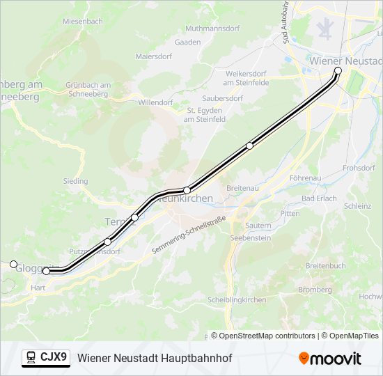 CJX9 train Line Map