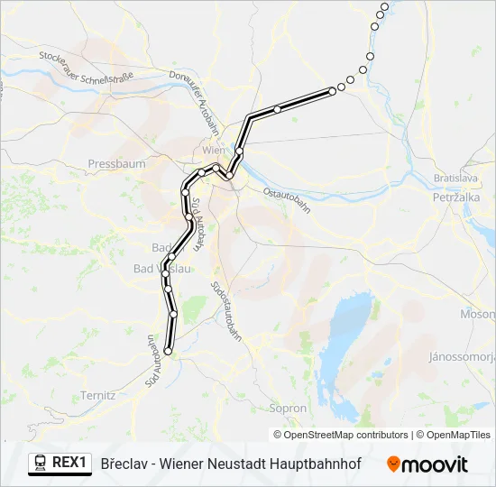 REX1 Train Line Map
