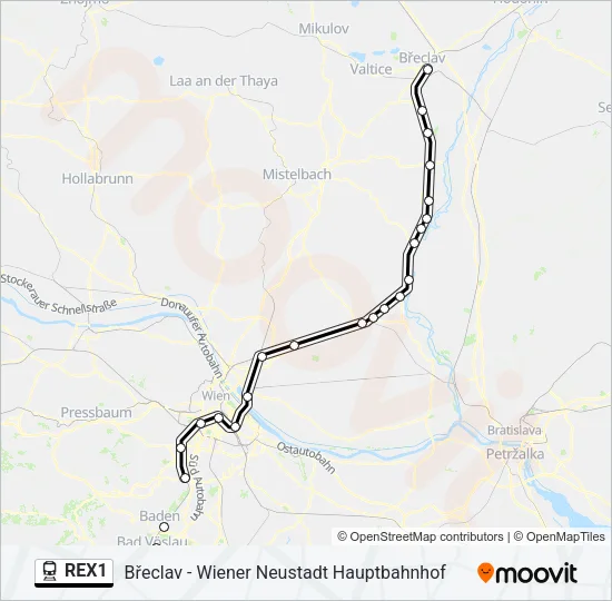 REX1 Train Line Map