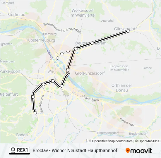 REX1 Train Line Map