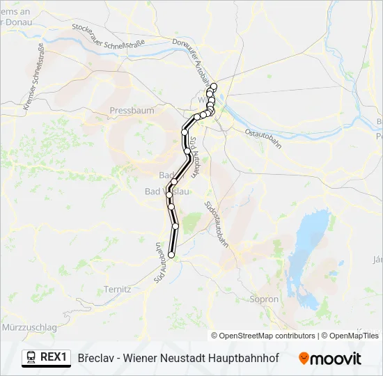 REX1 Train Line Map