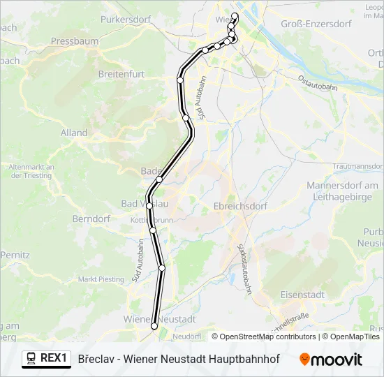 REX1 Train Line Map