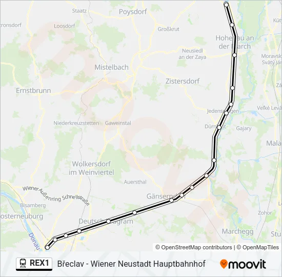 REX1 Train Line Map