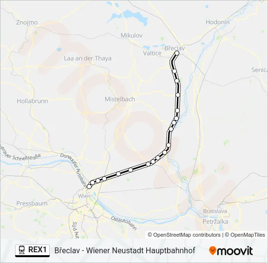 REX1 Train Line Map