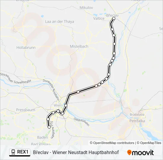 REX1 Train Line Map