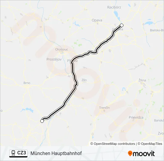 CZ3 Train Line Map