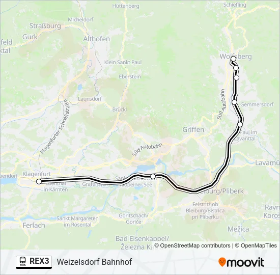 REX3 Train Line Map