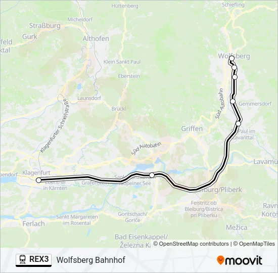REX3 Train Line Map