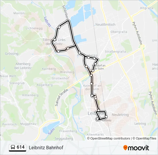 614 Bus Line Map