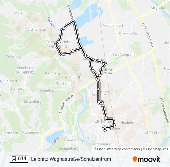 614 Bus Line Map