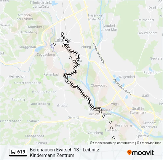 619 Bus Line Map