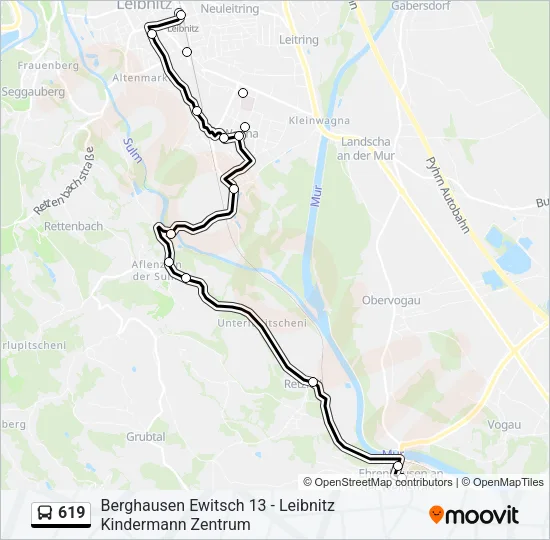 619 Bus Line Map