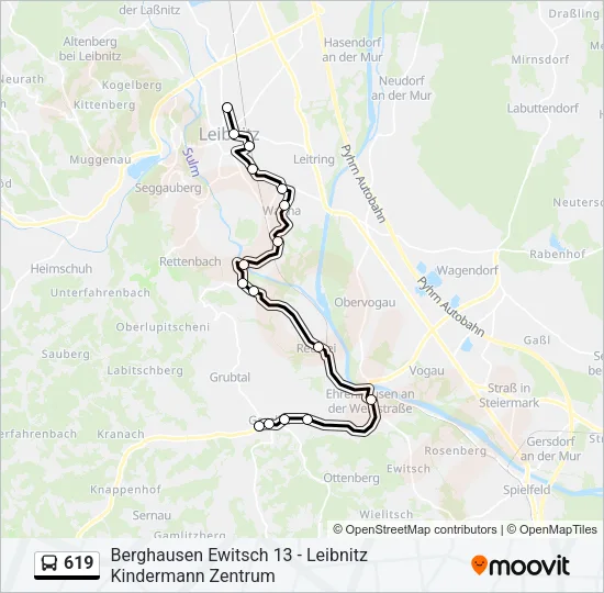 619 Bus Line Map