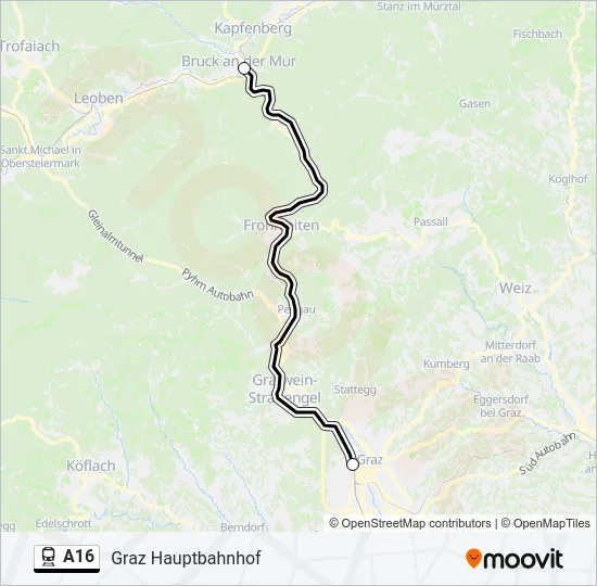 A16 Train Line Map