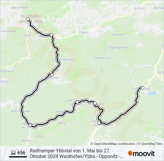 656 bus Line Map