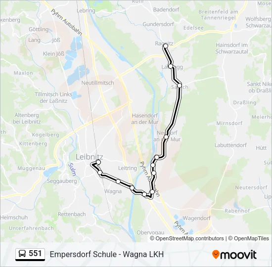 551 Bus Line Map