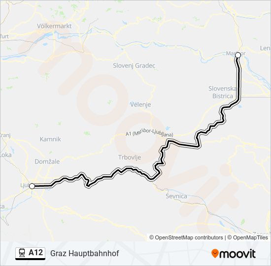 A12 train Line Map