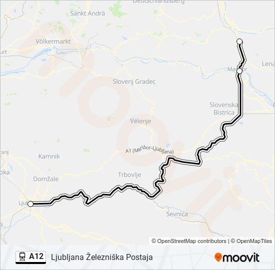 A12 train Line Map